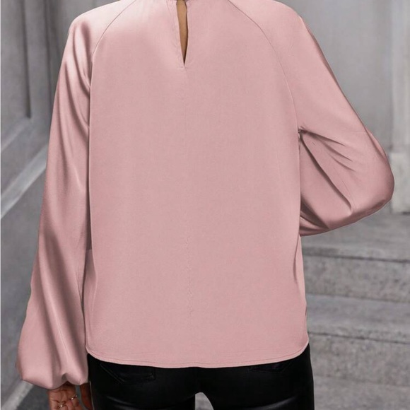 023 Dusty Pink Twist Neck Satin Blouse - Picture 2 of 3